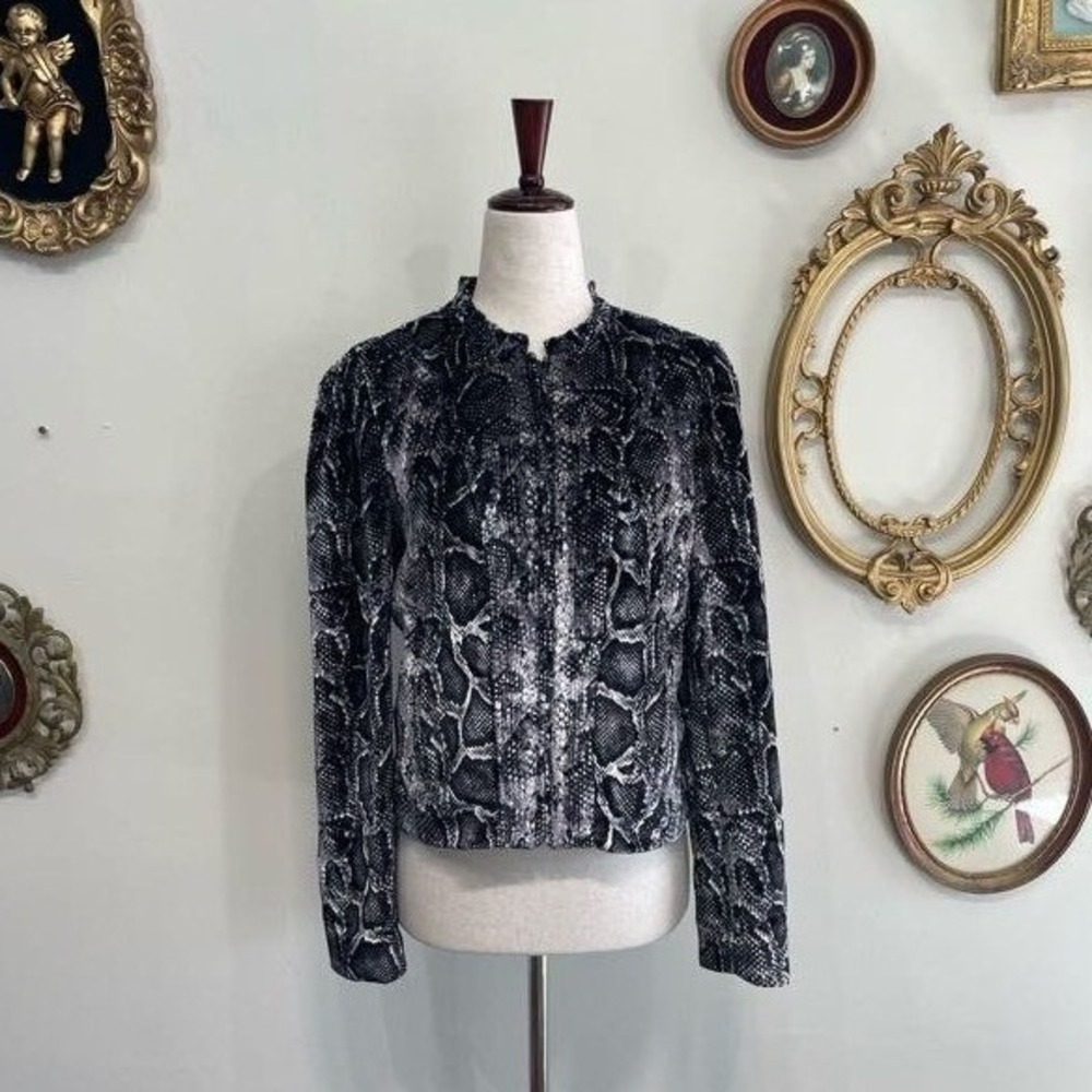 Rebecca Taylor‎ Women's Black Snake Print Silk Blend Velvet Jacket Size S